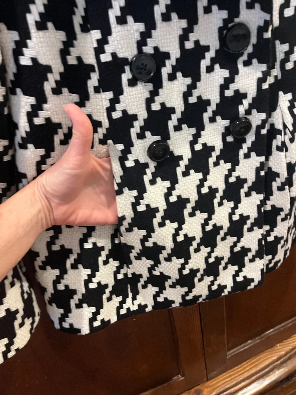White House | Black Market Women’s Houndstooth Peacoat-sz S